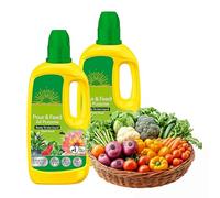 Miracle Grow Plant Food Fertiliser - Pack of 2 x 1L Pour & Feed All Purpose Plant Feed Ready to Use Liquids with Card. Child & Pet Friendly Garden Fertilizer for Outdoor & Indoor House Plants