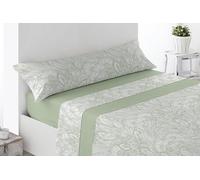 Miracle Home. Arges Bed Sheet Set, 3-Piece Set, Fitted Sheet, Flat Sheet and Pillowcase, Anti-Peeling, 50% Cotton, 50% Brushed Microfibre, Green, 135 x 200 cm, 135 cm Bed