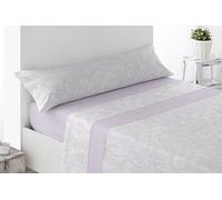 Miracle Home. Arges Bed Sheet Set 4 Piece Set, Fitted Sheet, Flat Sheet and 2 Pillowcases, Anti-Peeling, 50% Cotton-50% Brushed Microfibre, Mauve 180 x 200, 180 cm Bed