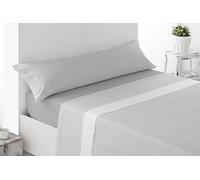 Miracle Home. Brias Bed Sheet Set, 3-Piece Set, Fitted Sheet, Flat Sheet and Pillowcase, Anti-Peeling, 50% Cotton, 50% Brushed Microfibre, Grey, 150 x 200 cm, 150 cm Bed