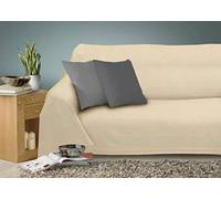 Miracle Home Caiman Multi-Purpose Bedspread, 100% Cotton, Ecru, 220 x 260 cm