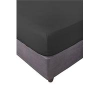 Miracle Home. Fitted Sheet 100% Brushed Microfibre Elastic Fitted Sheet with Anti-Peeling Effect 150 x 200 cm Bed 150 cm Black