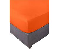 Miracle Home. Fitted Sheet, Elastic, Soft, Comfortable, Anti-Pilling. Cotton 50% 50% Polyester. Orange. 160 x 200 cm