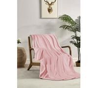Miracle Home. Fleece Blanket Reversible Microfiber Glass Flannel Velour 260GSM, Soft, Warm and Lightweight, Machine Washable, 220 X 240, Pink