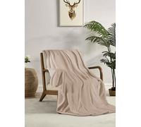 Miracle Home. Fleece Blanket Reversible Microfiber Glass Flannel Velour 260GSM, Soft, Warm and Lightweight, Machine Washable, 160 X 220 cm, Beige