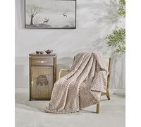 Miracle Home. Fleece Blanket Reversible Microfiber Pearl Flannel Velvet and Sherpa 280GSM-180GSM, Soft, Warm and Lightweight, Machine Washable, 130 X 160, Brown