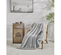 Miracle Home. Fleece Blanket Reversible Microfiber Pearl Flannel Velvet and Sherpa 280GSM-180GSM, Soft, Warm and Lightweight, Machine Washable, 130 X 160, Grey