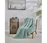 Miracle Home. Fleece Blanket Reversible Microfiber Pearl Flannel Velvet and Sherpa 280GSM-180GSM, Soft, Warm and Lightweight, Machine Washable, 160 X 220, Green