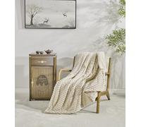 Miracle Home. Fleece Blanket Reversible Microfiber Pearl Flannel Velvet and Sherpa 280GSM-180GSM, Soft, Warm and Lightweight, Machine Washable, 130 X 160, Beige