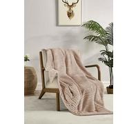 Miracle Home. Fleece Blanket Reversible Microfiber Veleta Flannel and Sherpa 240GSM-180GSM, 120GSM Filling, Soft, Warm and Lightweight, Machine Washable, 130 X 160 cm, Beige