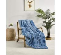 Miracle Home. Fleece Blanket Reversible Microfiber Zircon Velvet Flannel and Sherpa 280GSM-180GSM, Soft, Warm and Lightweight, Machine Washable, 130 X 160, Blue