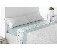 Miracle Home. Lanuza 4-Piece Bedding Set, Fitted Sheet, Top Sheet and 2 Pillowcases, Anti-Peeling, Blue, 150 x 200 cm, 150 cm Bed, 2 Pillowcases 70 x 45 cm