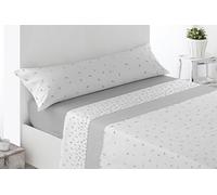 Miracle Home. Lanuza 4-Piece Bedding Set, Fitted Sheet, Top Sheet and 2 Pillowcases, Anti-Peeling, Grey, 180 x 200 cm, 180 cm Bed, 2 Pillowcases 107 x 45 cm