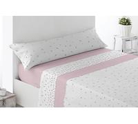 Miracle Home. Lanuza 4-Piece Bedding Set, Fitted Sheet, Top Sheet and 2 Pillowcases, Anti-Peeling, Pink, 150 x 200 cm, 150 cm Bed, 2 Pillowcases 70 x 45 cm