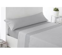 Miracle Home. Líneas Bedding Set of 3 Pieces, Fitted Sheet, Top Sheet and Pillowcase, Anti Peeling, 50% Cotton-50% Brushed Microfibre, Grey, 150 x 200 cm Bed, 150 cm