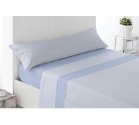 Miracle Home. Líneas Bedding Set of 3 Pieces, Fitted Sheet, Top Sheet and Pillowcase, Anti Peeling, 50% Cotton-50% Brushed Microfibre, Blue, 150 x 200 cm for 150 cm Bed