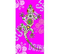 Miracle Home. Lizard Beach Microfibre Towel, 100% Polyester, Pink, 75 x 145 cm
