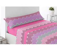 Miracle Home. Lucena 3-Piece Bedding Set, Fitted Sheet, Flat Sheet and Pillowcase, 50% Cotton, 50% Polyester, 90 x 200 cm, Pink