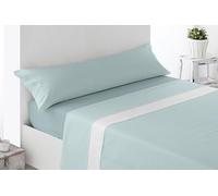 Miracle Home. Mantinos 3-Piece Set, Fitted Sheet, Flat Sheet and Pillowcase, Anti-Peeling, 50% Cotton, 50% Brushed Microfibre, Blue, 90 x 200 cm, 90 cm Bed