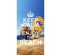 Miracle Home Microfiber Towel Keep Calm Beach 11754, 100% Polyester, 95 X 175
