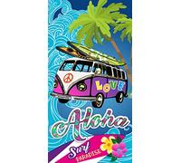 Miracle Home. Microfibre Aloha Beach Towel 15073, 100% Polyester, Multi-Colour, 95 x 175 cm