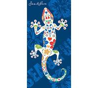 Miracle Home. Microfibre Towel Lizard Menorca Blue, 100% Polyester, 75 x 145 cm. 15551