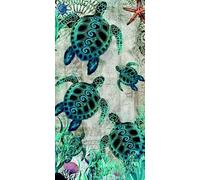 Miracle Home. Microfibre Towel Sea Turtles, 100% Polyester, 95 x 175 cm, 11850