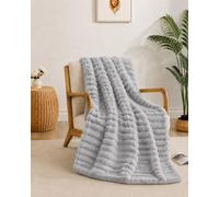 Miracle Home. Plaid Rabbit Agate, Reversible Microfibre Blanket with Rabbit and Sherpa Touch, 560 g/m², 220 x 240 cm