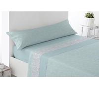 Miracle Home. Roda 3-Piece Set of Bed Sheets, Fitted Sheet, Flat Sheet and Pillowcase, Anti Peeling, 50% Cotton, 50% Brushed Microfibre, Blue, 105 x 200 cm, 105 cm Bed