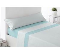 Miracle Home. Turcia Bed Sheet Set, 4-Piece Set, Fitted Sheet, Flat Sheet and 2 Pillowcases, Anti-Peeling, 50% Cotton-50% Brushed Microfibre, Blue, 180 x 200 cm for 180 cm Bed