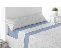 Miracle Home. Valverde Bed Sheet Set, 3-Piece Set, Fitted Sheet, Top Sheet and Pillowcase, Anti-Peeling, 50% Cotton-50% Brushed Microfibre, Blue, 135 x 200 cm, 135 cm Bed