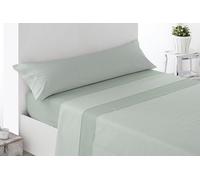 Miracle Home. Vichy 3-Piece Bedding Set, Fitted Sheet, Flat Sheet and Pillowcase, Anti-Peeling, 50% Cotton, 50% Brushed Microfibre, Green, 90 x 200 cm