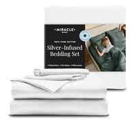 Miracle Made Breathable Cotton Bed Sheets, 4-Piece Set - Silver-Treated, Soft and Cool-to-the-Touch Lightweight Bedding Designed for Hot Sleepers - Queen Size, White
