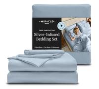Miracle Made Breathable Cotton Bed Sheets, 4-Piece Set - Silver-Treated, Soft and Cool-to-the-Touch Lightweight Bedding Designed for Hot Sleepers - King Size, Sky Blue