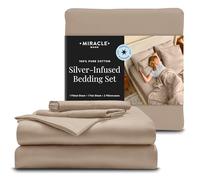 Miracle Made® Cotton Bed Sheets - Sand, Queen - 4 Piece Silver Infused, 300-Thread-Count Thermoregulating Miracle Clean & Cool ™ Sheet Set
