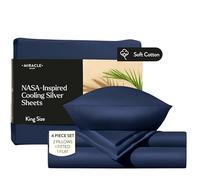 Miracle Made Luxe Cooling Bed Sheet - King Size, Navy - 4 Piece Silver Infused, 300 Thread Count, Thermoregulating, Clean & Cool Fabric for Sensitive Skin