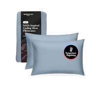 Miracle Made Newly Improved Extra Luxe Cool IT Cooling Pillow Cases - Standard Cotton Silver-Infused 300-Thread-Count Temperature Cooling Fabric Pillowcases - 2 Pack/Slate Blue
