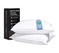 Miracle Made RemyCloud Adjustable Cooling Pillow- Dual-Sided, Instant-Cool Fabric & Breathable Cotton Covers - Moisture-Absorbent, Machine Washable Loft with 2 Removable Inserts Each (2, Standard)