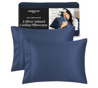 Miracle Made Soft, Breathable Cotton Pillowcase Set, 2-Piece - Silver-Treated, Cool-to-the-Touch Covers for a Fresher-Feeling Sleep Surface - Standard Size, Navy Blue