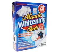 Miracle White Clothes Whitening Sheets [20 Sheets] - Brightens & Whitens Whites, Stain Remover Booster, Fights Yellowing, Dinginess, Rust & Colour Bleeds - Easy Laundry Whitening Solution