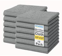 MIRACLEAN Waffle Weave Microfiber Cloths - 12 x 12 inches - Lint Free Cloth, Streak-Free Absorbent Microfiber Glasses Cleaning Cloth, Screens, Dusting & Appliances - 12 Pack Premium Cloth Wipes
