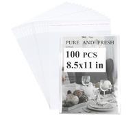 Miraclekoo 100 Pcs Resealable Magazine Bags Thick Clear Plastic Sleeves for 8.5x11 Inch Paper,Comic Book,Art Prints (Bag Size:8.75x11.06 inch)