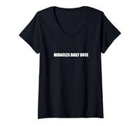 Miracles Daily Dose V-Neck T-Shirt, Women, Black, XXL