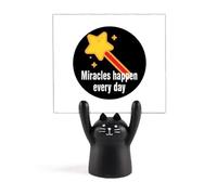 Miracles Happen Every Day Memo Holder Cartoon Black Cat Stand Decoration