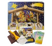 Miracles in A Manger Plush Set with A Book,25 Days of Christmas Activities,Jesus Plush with Manger,Straw & Activity Cards,for Christian Holiday Home Decoration for Christmas