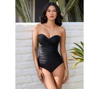 Miraclesuit Rock Solid Madrid Underwired Padded Firm Tummy Control Smoothing Bandeau Swimsuit Black