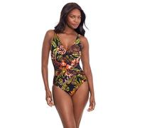 Miraclesuit Women's Illusionists Crossover One Piece Swimsuit, Botanico Black/Multi, 14