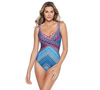 Miraclesuit Women's Swimwear Casablanca Criss Cross Escape Underwire Bra Tummy Control One Piece Swimsuit, Blue, 14