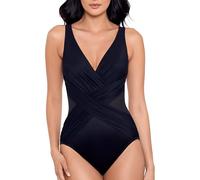 Miraclesuit Women's Swimwear Plus Size Illusionist Crossover Tummy Control V-Neckline Soft Cups One Piece Swimsuit