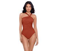 Miraclesuit Women's Swimwear Rock Solid Europa Asymmetrical Underwire Bra One Piece Swimsuit, Spice, 12